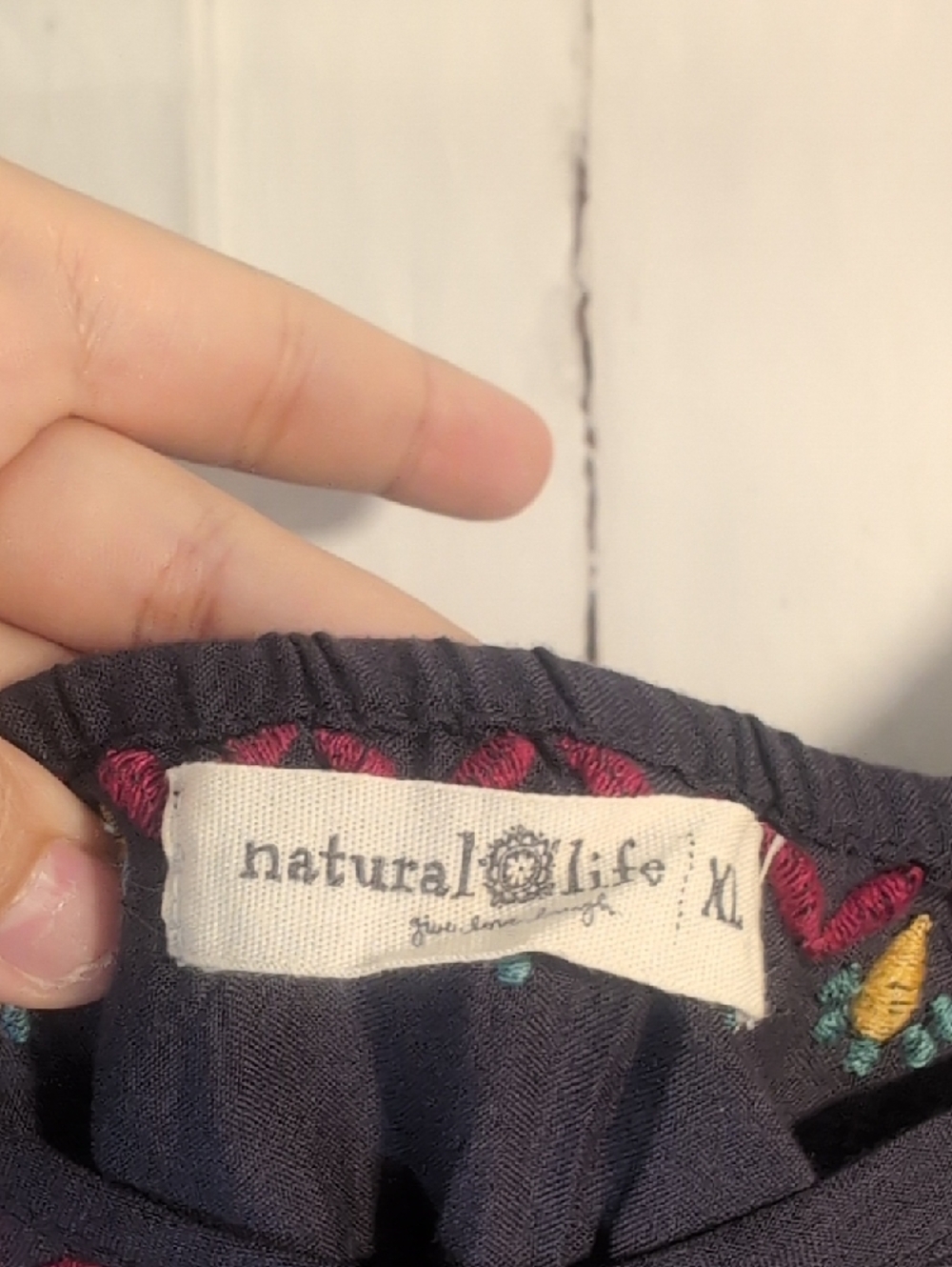 Embroidered Navy Spaghetti Strap Sundress - Picture 4 of 4